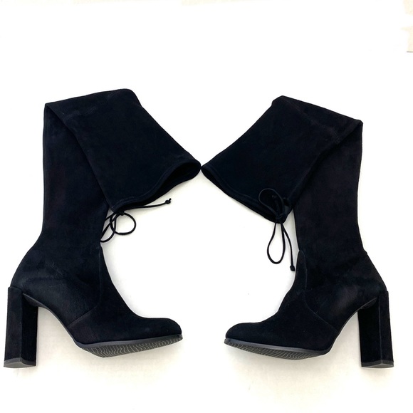 Stuart Weitzman Women's Black Nappa Stretch Suede Leather Over-The-Knee Boots - Picture 7 of 16